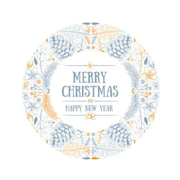 Vector round Christmas frame Stock Illustration