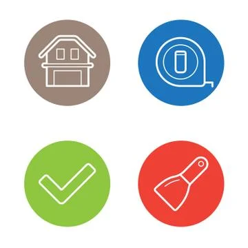 Vector Round Circle Buttons with Icons can be used as Logo or Icon Stock Illustration