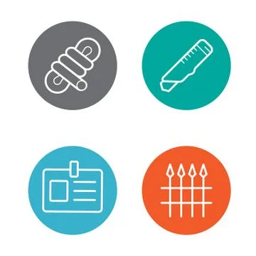 Vector Round Circle Buttons with Icons can be used as Logo or Icon Stock Illustration