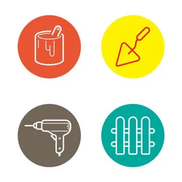 Vector Round Circle Buttons with Icons can be used as Logo or Icon Stock Illustration