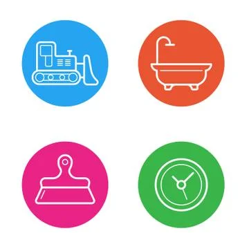 Vector Round Circle Buttons with Icons can be used as Logo or Icon Stock Illustration