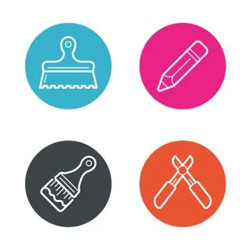 Vector Round Circle Buttons with Icons can be used as Logo or Icon Stock Illustration