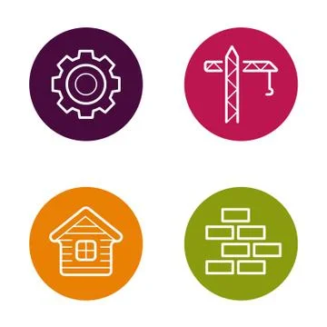 Vector Round Circle Buttons with Icons can be used as Logo or Icon Stock Illustration