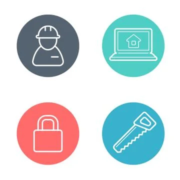 Vector Round Circle Buttons with Icons can be used as Logo or Icon 스톡 일러스트