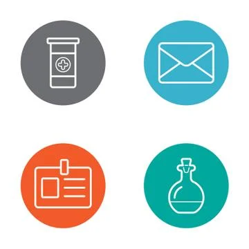 Vector Round Circle Buttons with Icons can be used as Logo or Icon Stock Illustration