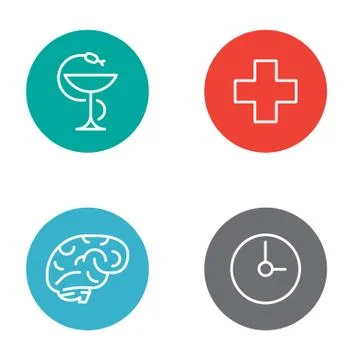 Vector Round Circle Buttons with Icons can be used as Logo or Icon Stock Illustration