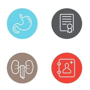 Vector Round Circle Buttons with Icons can be used as Logo or Icon Stock Illustration