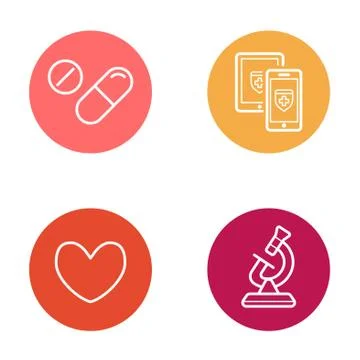 Vector Round Circle Buttons with Icons can be used as Logo or Icon Stock Illustration