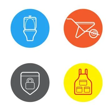 Vector Round Circle Buttons with Icons can be used as Logo or Icon Stock Illustration