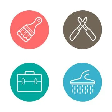 Vector Round Circle Buttons with Icons can be used as Logo or Icon Stock Illustration