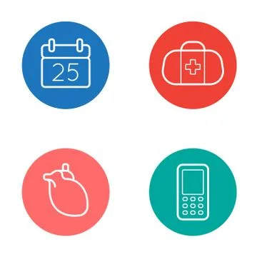 Vector Round Circle Buttons with Icons can be used as Logo or Icon Stock Illustration