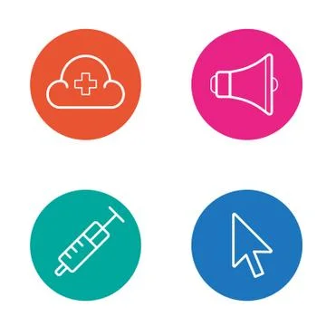 Vector Round Circle Buttons with Icons can be used as Logo or Icon Stock Illustration