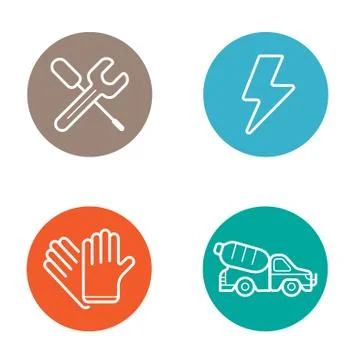 Vector Round Circle Buttons with Icons can be used as Logo or Icon Stock Illustration