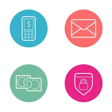 Vector Round Circle Buttons with Icons can be used as Logo or Icon Stock Illustration