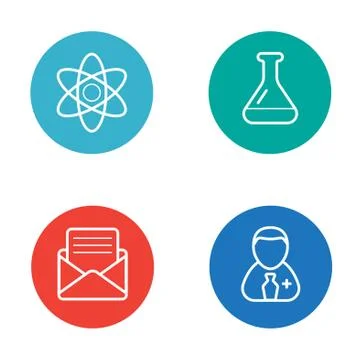 Vector Round Circle Buttons with Icons can be used as Logo or Icon Stock Illustration