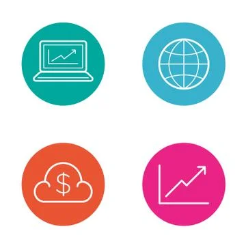 Vector Round Circle Buttons with Icons can be used as Logo or Icon Stock Illustration