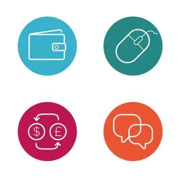 Vector Round Circle Buttons with Icons can be used as Logo or Icon Stock Illustration