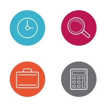 Vector Round Circle Buttons with Icons can be used as Logo or Icon Stock Illustration