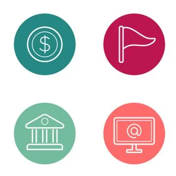 Vector Round Circle Buttons with Icons can be used as Logo or Icon Stock Illustration