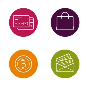 Vector Round Circle Buttons with Icons can be used as Logo or Icon Stock Illustration