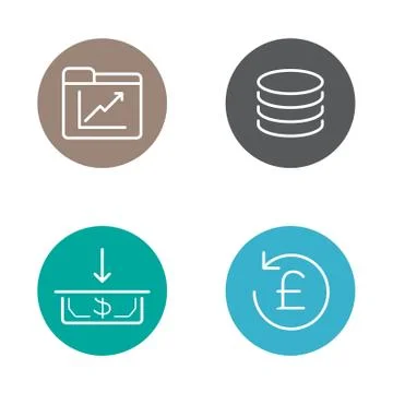 Vector Round Circle Buttons with Icons can be used as Logo or Icon Stock Illustration