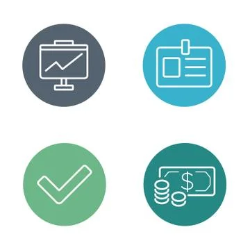 Vector Round Circle Buttons with Icons can be used as Logo or Icon Stock Illustration