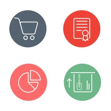 Vector Round Circle Buttons with Icons can be used as Logo or Icon Stock Illustration