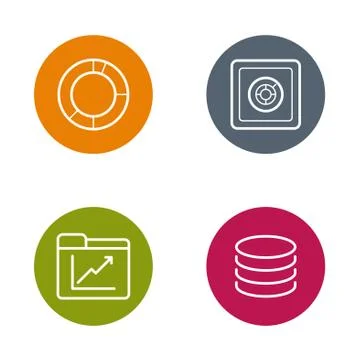 Vector Round Circle Buttons with Icons can be used as Logo or Icon Stock Illustration