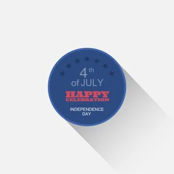 Vector round dark blue web element for Independence Day with color text, star Stock Illustration