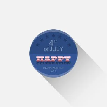 Vector round dark blue web element for Independence Day with striped text, st Stock Illustration