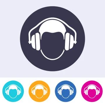 Vector round ear protection sign icon Иллюстрация