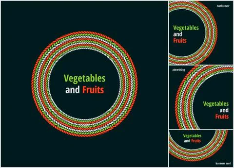 Vector round eco, bio green and red symbol or sign. Vegan, vegetarian, healthy Stock Illustration