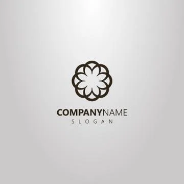Vector round flat art logo of Gothic Lancet window or abstract flower Stock Illustration