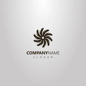 Vector round flat art logo of multi-leaf flower Иллюстрация