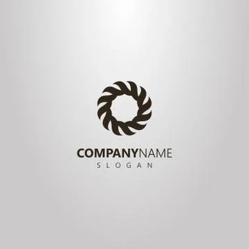 Vector round flat art logo of abstract leaf wreath Stock Illustration