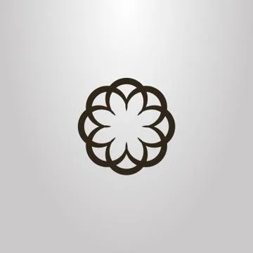 Vector round flat art sign of Gothic Lancet window or abstract flower Stock Illustration