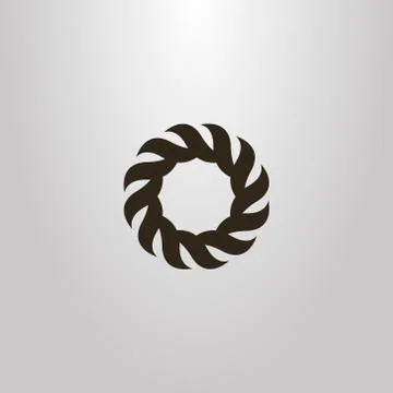 Vector round flat art sign of abstract leaf wreath Stock Illustration