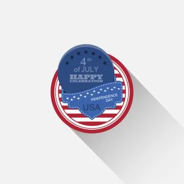 Vector round flat web element for Independence Day with blue pocket, blue rou Stock Illustration