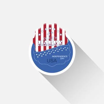 Vector round flat web element for Independence Day with blue pocket, insert w Stock Illustration
