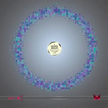 Vector round frame. Abstract half tone graphic element pattern background. Illustrazione stock