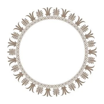 Vector round frame with arabesque, floral element. Elegant, antique style border Stock Illustration
