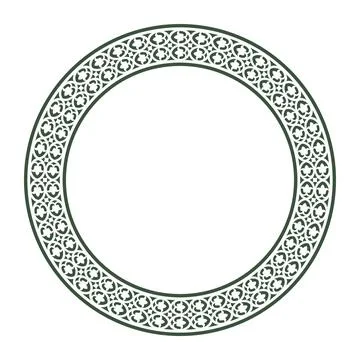 Vector round frame with arabesques and floral patterns. Egyptian, Assyrian Illustrazione stock