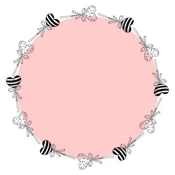 Vector round frame, border from lollipop, gingerbread on stick in shape of he Stockillustratie