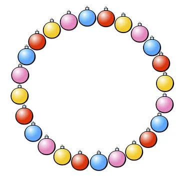 Vector round frame of Christmas tree balls . New year Xmas background, border Stock Illustration