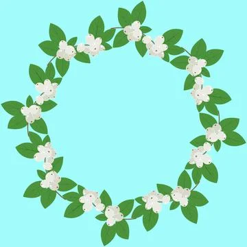 Vector round frame with colorful snowy berries and leaves. Template Stock Illustration