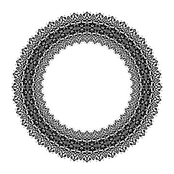 Vector round frame with floral pattern in mono line style. Elegant element  Stock Illustration