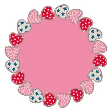 Vector round frame with hearts for Valentine's day Stock Illustration