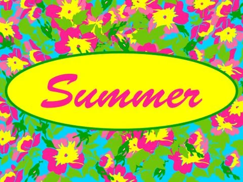 Vector round frame isolated with summer flowers in vintage style. Seasons Stock Illustration