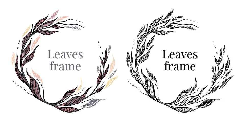 Vector round frame of leaf Stock Illustration