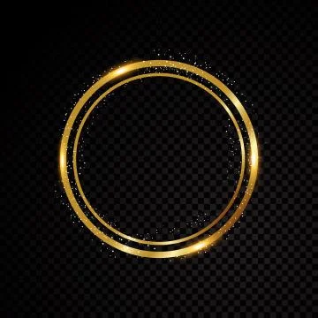 Vector round frame. Shining circle banner. Isolated on black transparent Stock Illustration